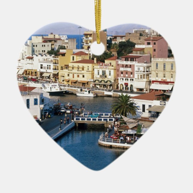 Agios Nikolaos Crete, Greece Ceramic Tree Decoration (Front)