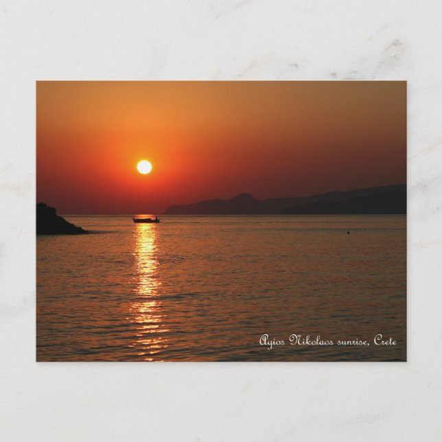 Agios Nikolaos sunrise, Crete Postcard (Front)