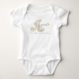 Agnes girls name meaning A monogram hearts Baby Bodysuit
