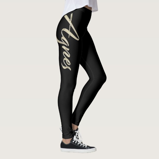 Agnes white gold Handwriting trousers Leggings (Right)