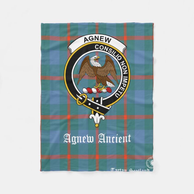 Agnew Ancient Clan Tartan Scotland Fleece Blanket (Front)
