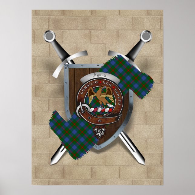 Agnew Clan Badge Crossed Swords Poster 18x24 (Front)
