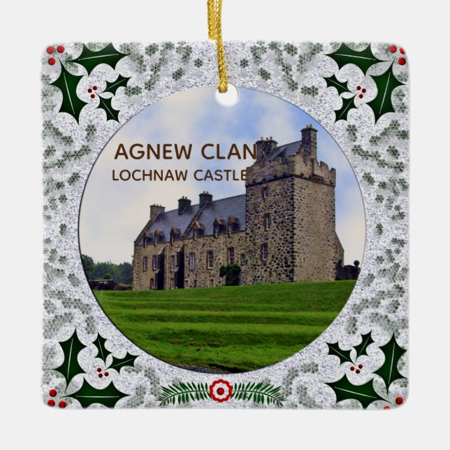 Agnew Clan's Lochnaw Castle Holly Berries Xmas Ceramic Ornament (Front)