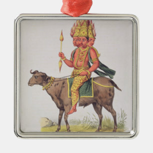 Agni, God of Fire, engraved by Charles Etienne Pie Metal Tree Decoration
