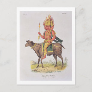 Agni, God of Fire, engraved by Charles Etienne Pie Postcard