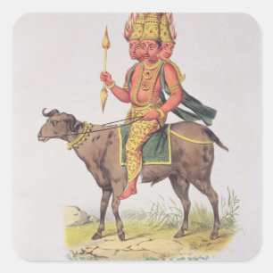 Agni, God of Fire, engraved by Charles Etienne Pie Square Sticker
