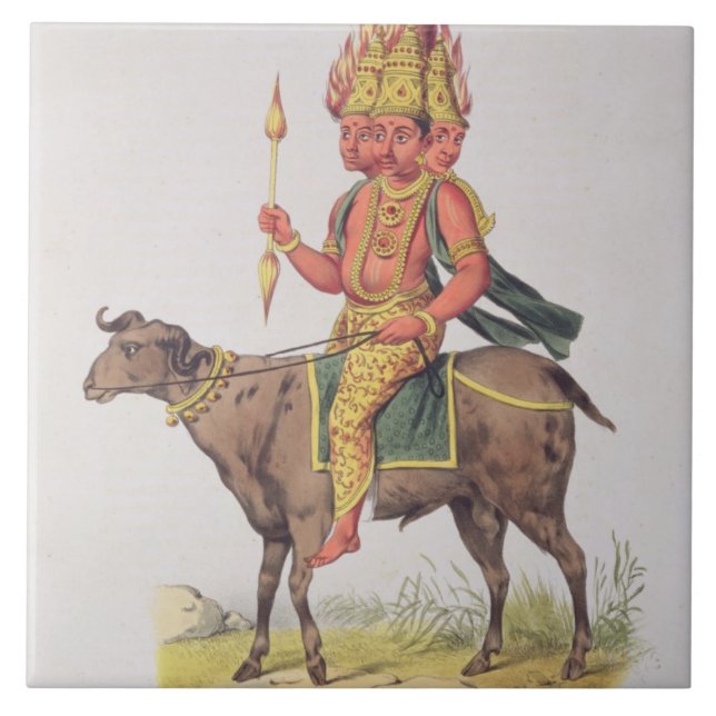 Agni, God of Fire, engraved by Charles Etienne Pie Tile (Front)