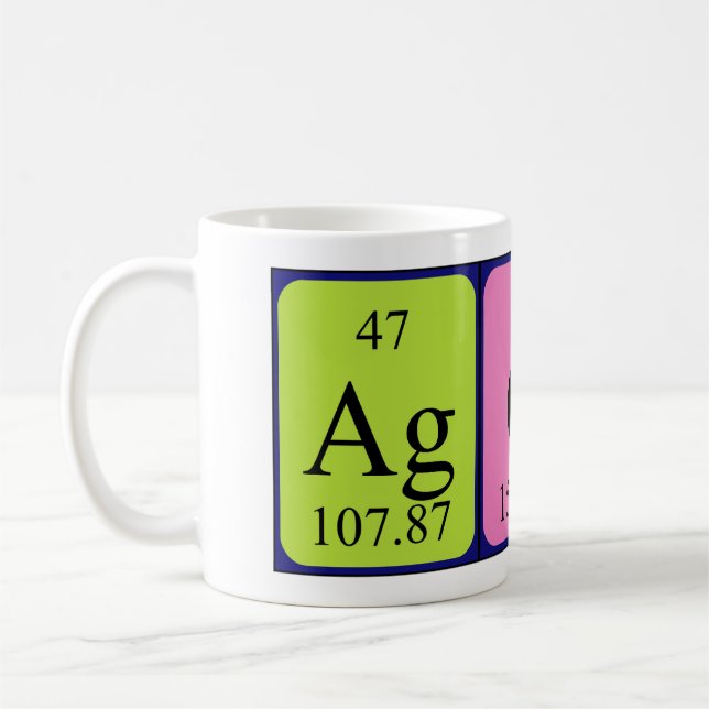 Agon periodic table name mug (Left)