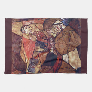 Agony, The Death Struggle by Egon Schiele Tea Towel