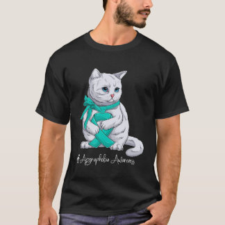 Agoraphobia Awareness Month Teal Ribbon Cat T-Shirt