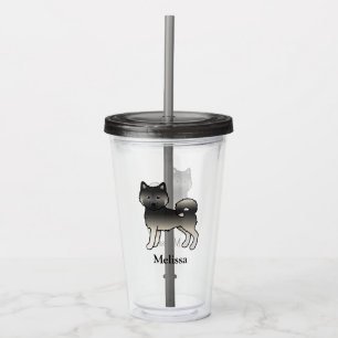 Agouti Alaskan Malamute Cute Cartoon Dog & Name Acrylic Tumbler