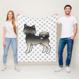 Agouti Alaskan Malamute Cute Cartoon Dog & Paws Fleece Blanket