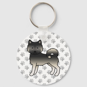 Agouti Alaskan Malamute Cute Cartoon Dog & Paws Key Ring