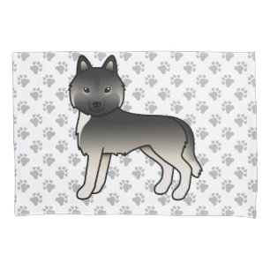 Agouti Siberian Husky Cute Dog & Paws Pillow Case