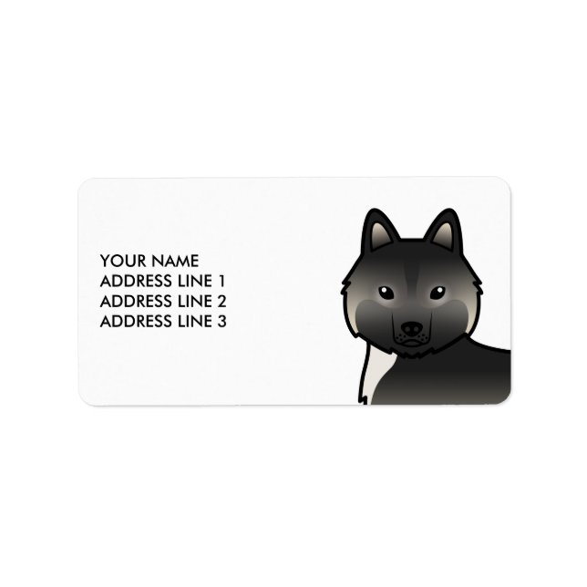 Agouti Siberian Husky Dog & Custom Text Label (Front)