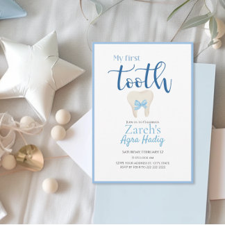 Agra Hadig Armenian First Tooth Blue Customisable Invitation