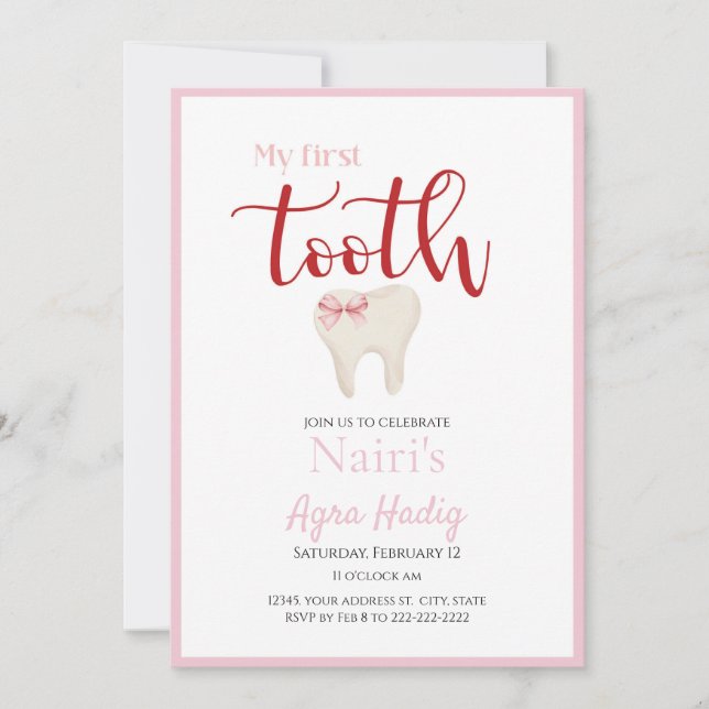 Agra Hadig - Armenian First Tooth pink - Invitation (Front)