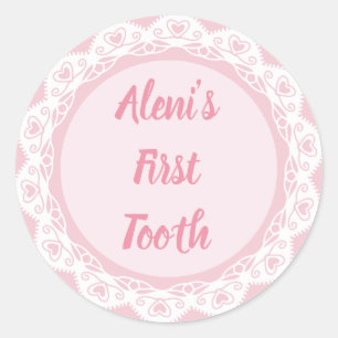 Agra Hadig - First tooth with Name Classic Round Sticker