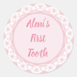 Agra Hadig - First tooth with Name Classic Round Sticker