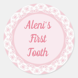 Agra Hadig - First tooth with Name Classic Round Sticker