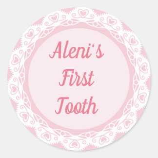 Agra Hadig - First tooth with Name Classic Round Sticker