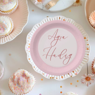 Agra Hadig Pink First Tooth Minimalist Paper Plate
