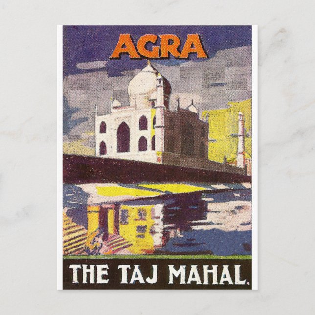 Agra, Taj Mahal mausoleum, India. Vintage travel Postcard (Front)