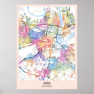 Agra Uttar Pradesh City Map Poster