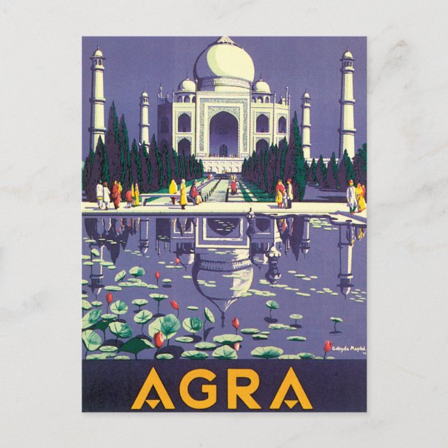 Agra Vintage Travel Poster Postcard (Front)