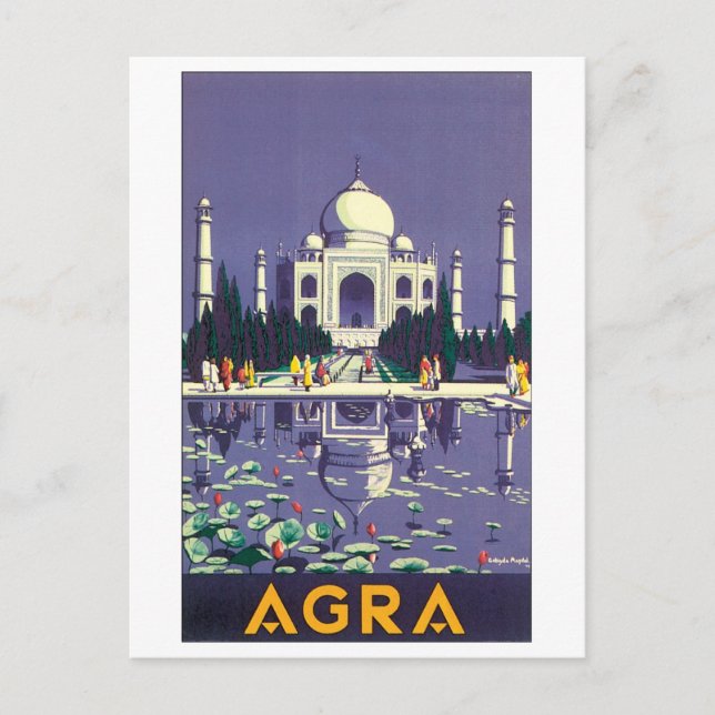 Agra Vintage Travel Poster Postcard (Front)