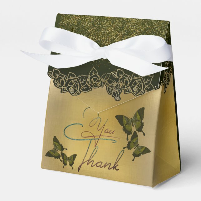 Agradecimiento verde con rosas favour box (Front Side)