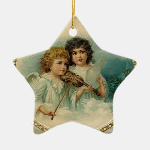 Agreeable - Two Little Musical Angels Ceramic Tree Decoration