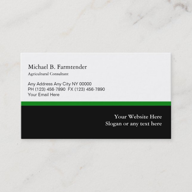 Agricultural Consultant Business Cards (Front)