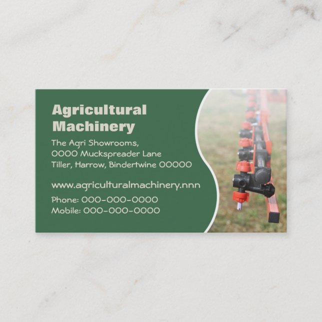 Agricultural crop spraying arm business card (Front)