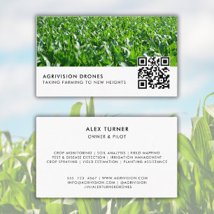 Agricultural Drone Business QR Code Photo Template Business Card