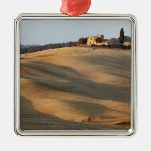 Agricultural field at sunset, Val d'Orcia, Tusca Metal Tree Decoration