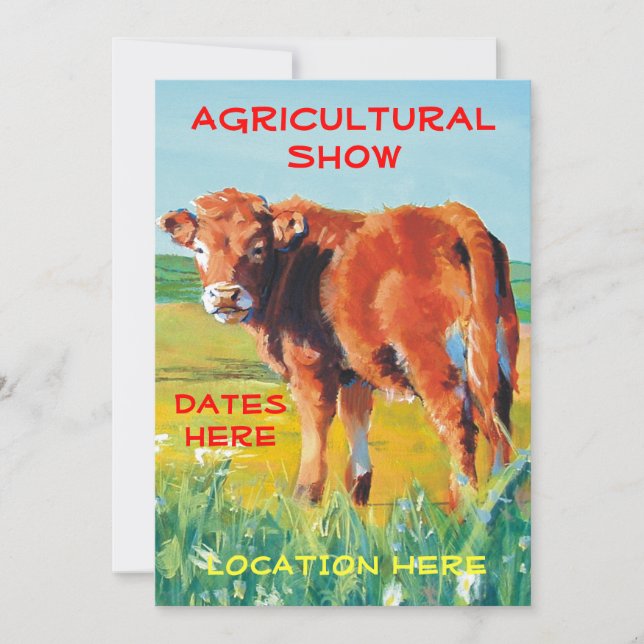 Agricultural Show Invitations cute calf (Front)