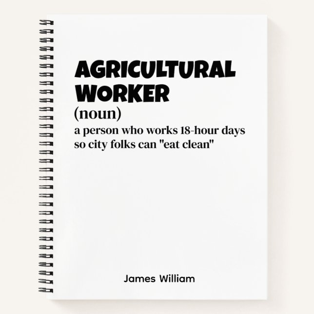 Agricultural Worker – Funny Gift Idea Notebook (Front)