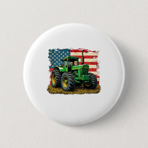 Agriculture Farm Tractor Usa Flag Tractor American 6 Cm Round Badge