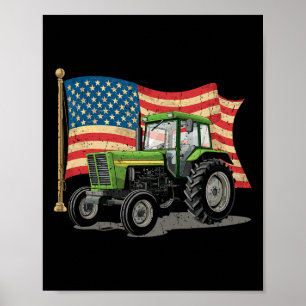 Agriculture Farm Tractor Usa Flag Tractor American Poster