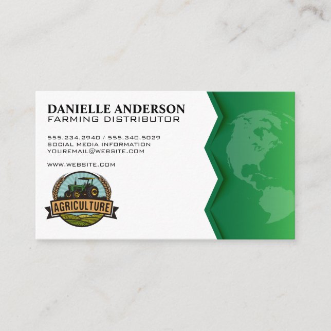 Agriculture | Map of World Business Card (Front)