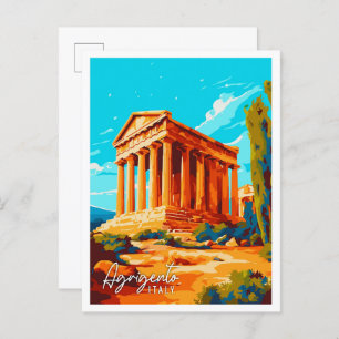 Agrigento Italy vintage travel illustration Postcard