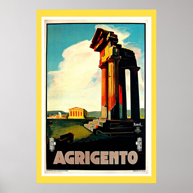 Agrigento Sicily Italy Travel Vintage Poster (Front)