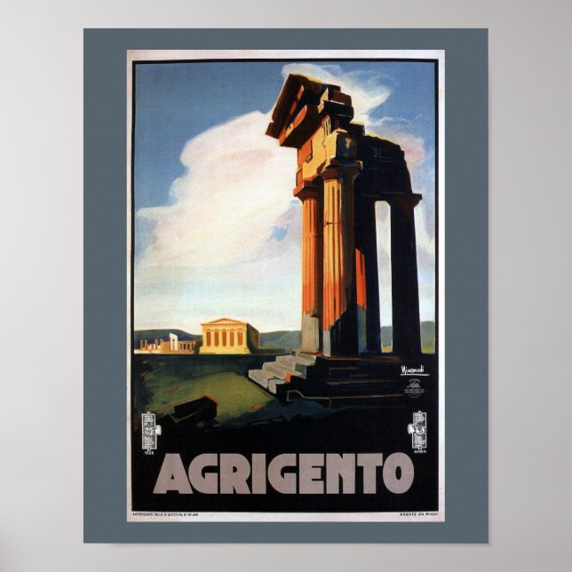 Agrigento Vintage Italian Travel Poster (Front)