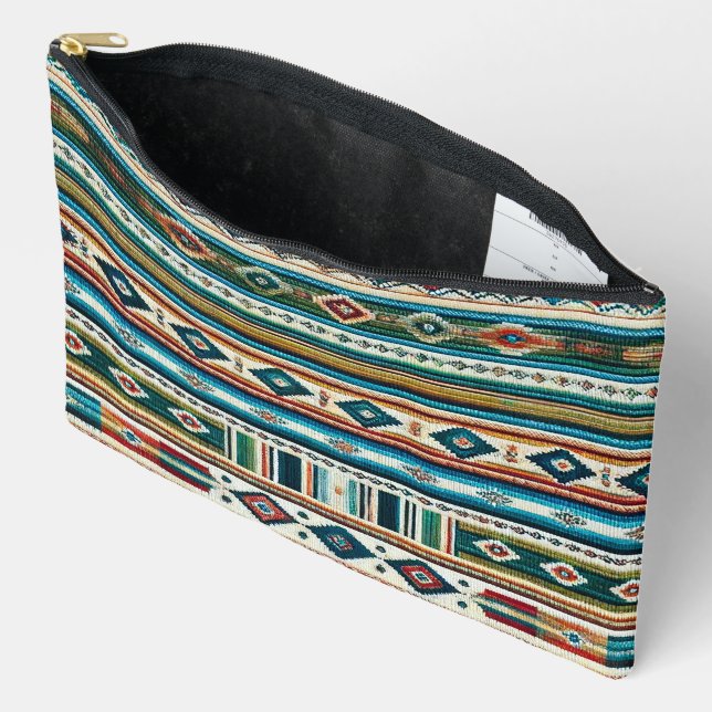 “AGUA” HISPANIC-HERITAGE LARGE ACCESSORY POUCH (Open)