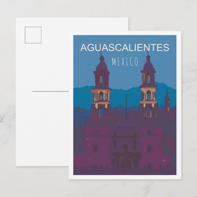 Aguascalientes Mexico Vintage Travel Illustration Postcard (Front/Back)