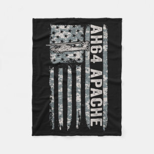Ah-64 apache american flag helicopter camo apache fleece blanket