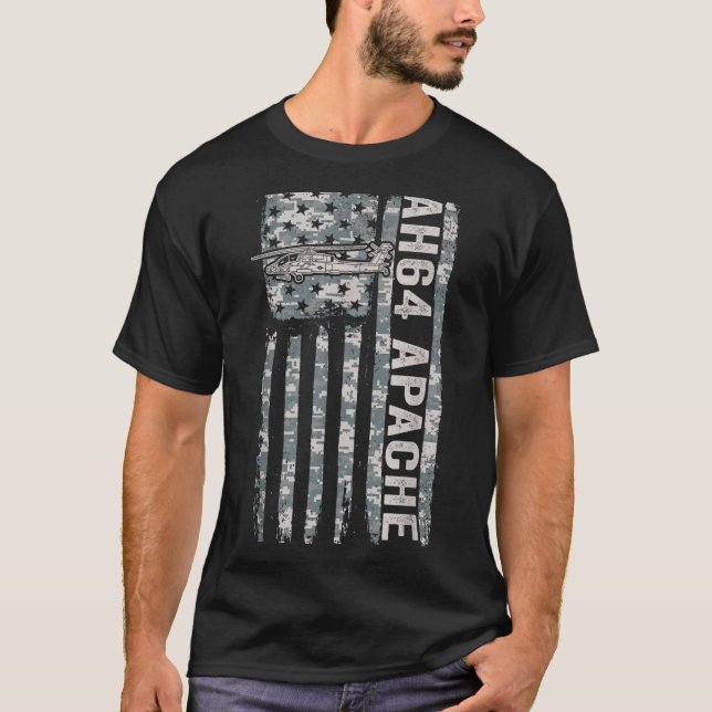 Ah-64 apache american flag helicopter camo apache  T-Shirt (Front)