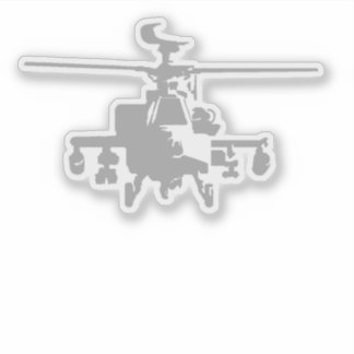 AH-64 Apache Frontal View Grey Sticker