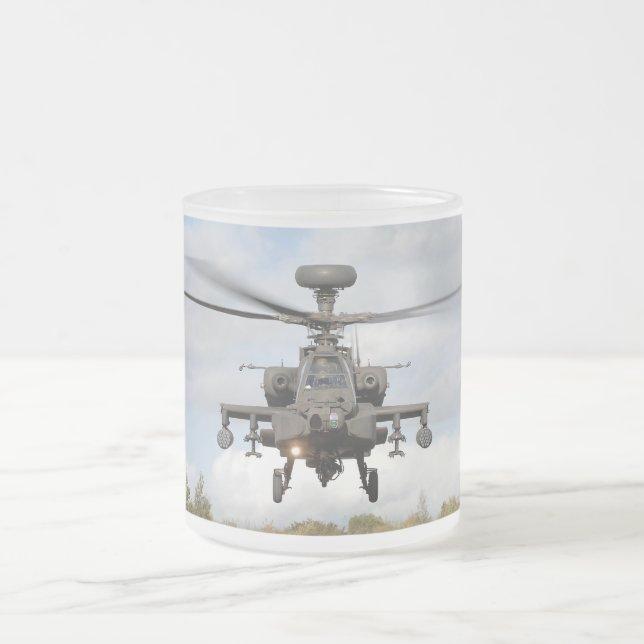ah 64 apache longbow helocopter military frosted glass coffee mug (Center)